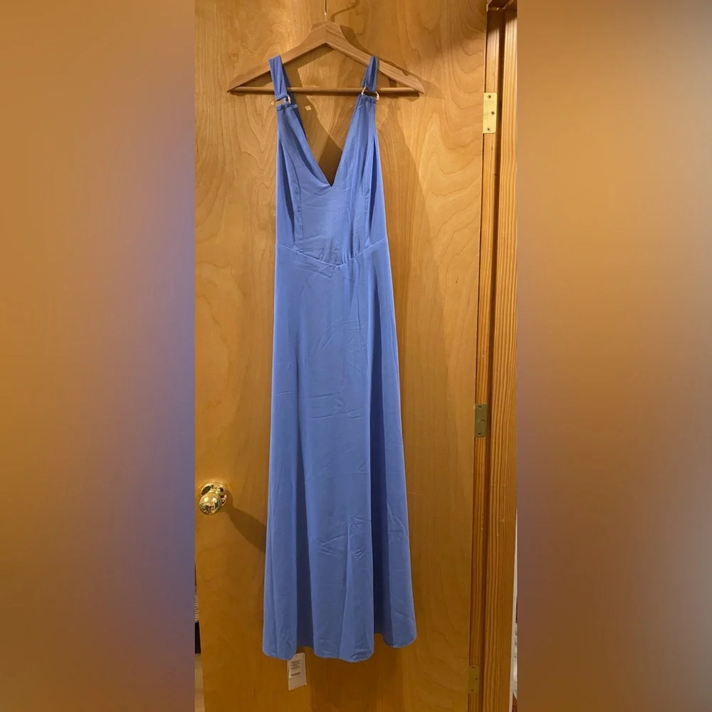Abercrombie & Fitch Blue Dipped Waist V-Neck Maxi Dress